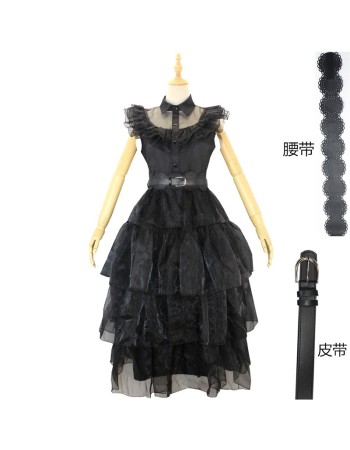 Addams Family Gauze Dress Costume Wednesday PROM Dress Cosplay YF411