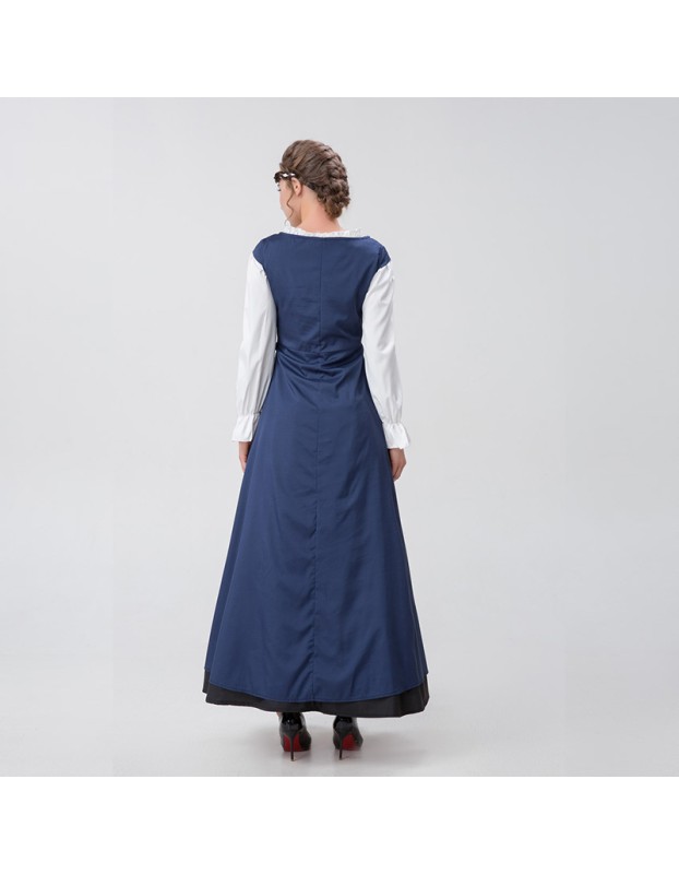 Medieval Renaissance Square Collar Waist Two-Piece Dress Retro Court Costume YM8723