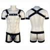 Men's Sexy Bandage Underwear Leather Bodysuits Porn Body Teddies Suit M6833
