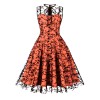 Women Gauze Embroidery Waist Sleeveless Lolita Court Swing Midlength Dress 5122