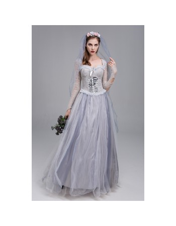 Halloween Ghost Bride Cosplay Horror Bloody Costume Vampire Party Dress YM9312