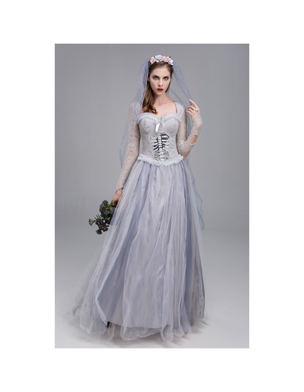 Halloween Ghost Bride Cosplay Horror Bloody Costume Vampire Party Dress YM9312