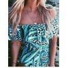 New style ruffle-shoulder  one piece colorful flower print swimwear 17076
