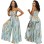 Sexy Women Print Strapless Midriff Two Piece Wide Leg Pants Set 9426