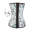 Dollar Print 9 Steel Boned Latex Waist Cincher  M1303J