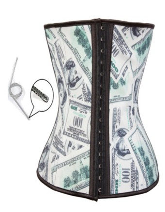 Dollar Print 9 Steel Boned Latex Waist Cincher  M1303J
