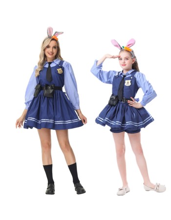 Adult Kids Halloween Cosplay Zootopia Officer Rabbit Costume MS5577
