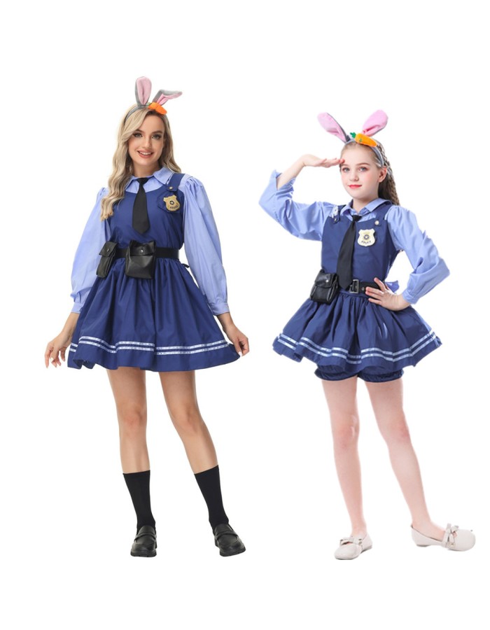 Adult Kids Halloween Cosplay Zootopia Officer Rabbit Costume MS5577