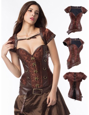 Women Corselet Gothic Brown Punk Corset M1369