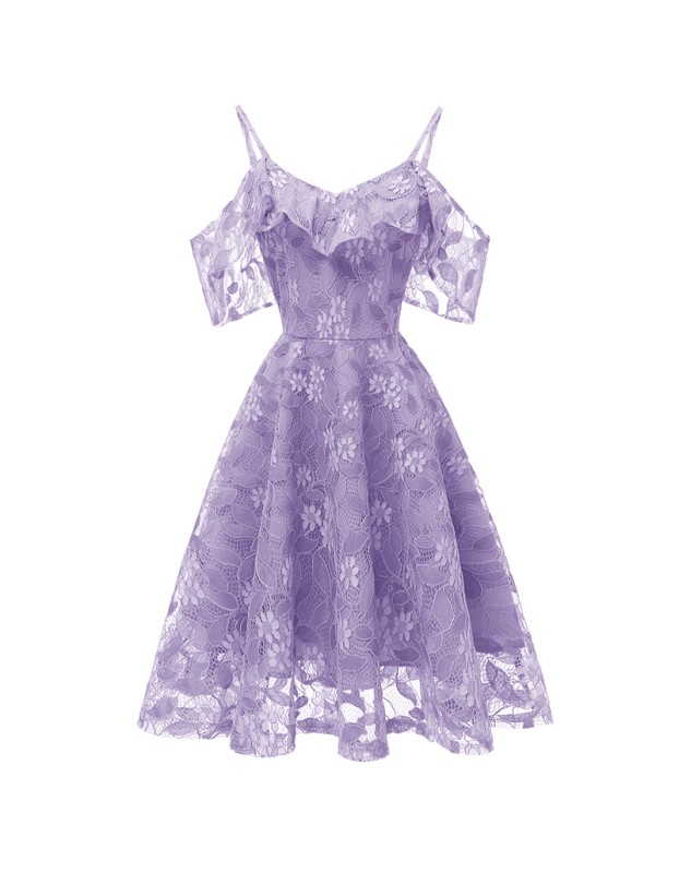 Sling Sleeves Flower Slim Women Sexy Swing Summer Lace Party Dress CD1627