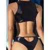 Sexy Style Underwear Tie Hollow Teddy Bare Chest Two-Piece Leather Set YSF513