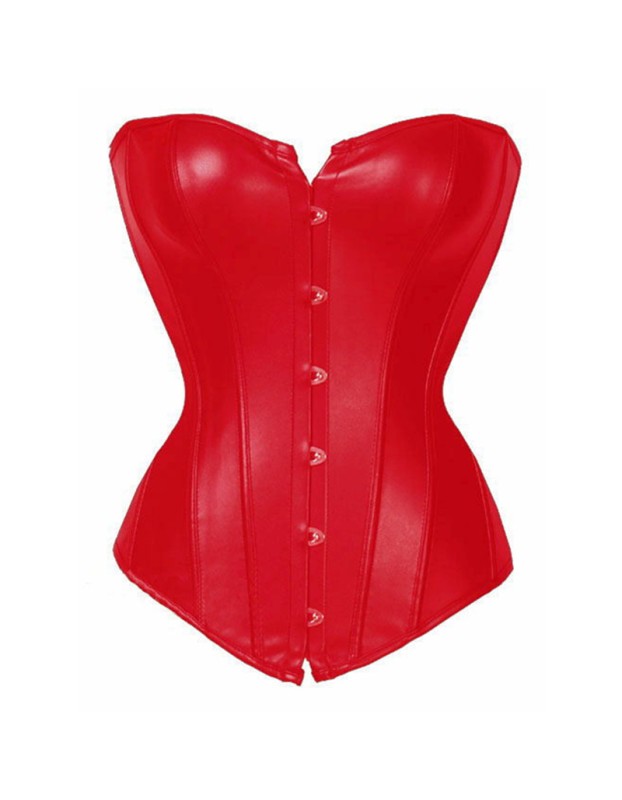 Red leather corset m7081a