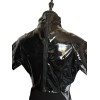 Short-sleeved black leather catsuit m7173