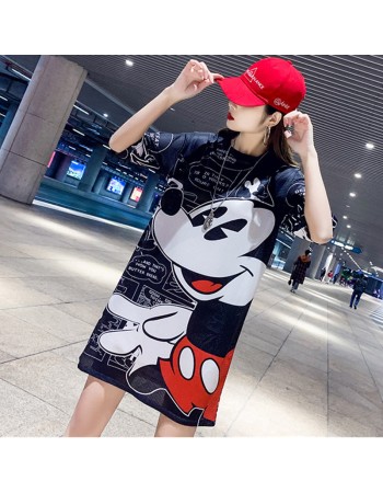 Cartoon Design Mickey Mouse Women T shirt Dress M8371