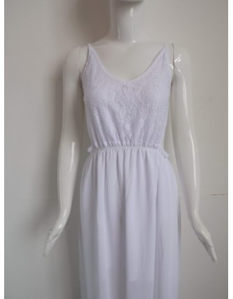 White Sleeveless Design Top Evening Dress M2310