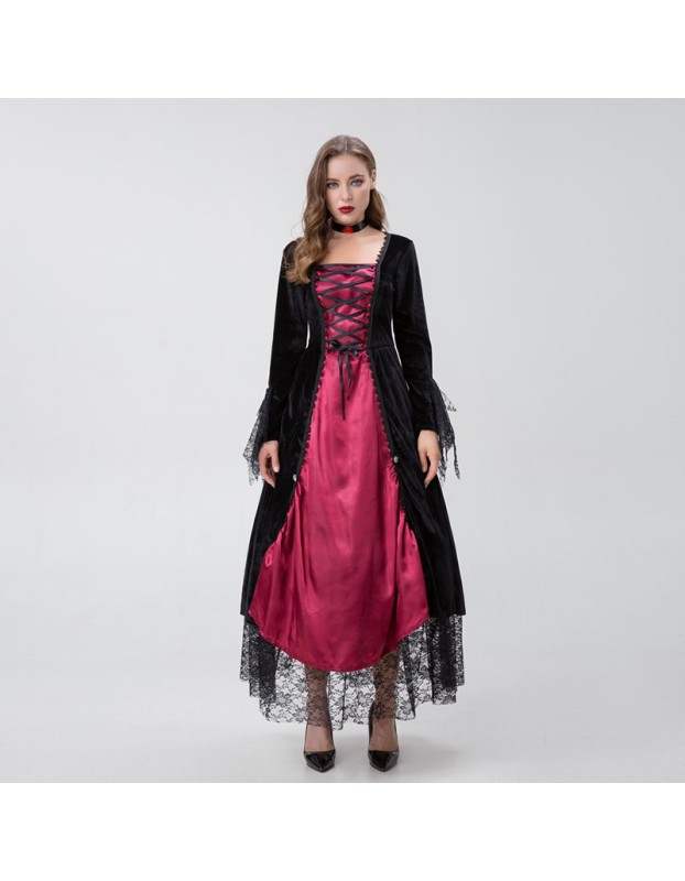 Halloween Gothic Court Robe Club Witch Cosplay Vampire Game Uniform YM8715
