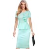 Women Pure Pure Color Ruffles Short Sleeve Dress M30238