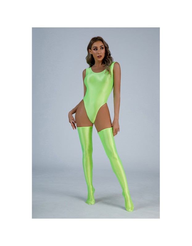 High Gork One Piece Bodysuit Bright High Elasticity Sexy Jumpsuit 9028