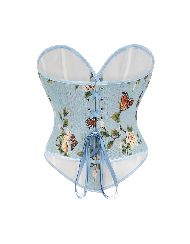 Flower Palace Corset Butterfly Print Bone Dress Wedding Base Waist Busier 22025