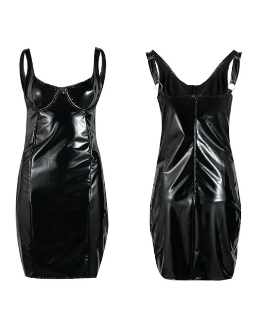Sexy Faux Leather Pencil Mini Bodycon Dress m7315