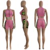 Sleeveless Tops Women Summer Mesh Two Piece Set M043
