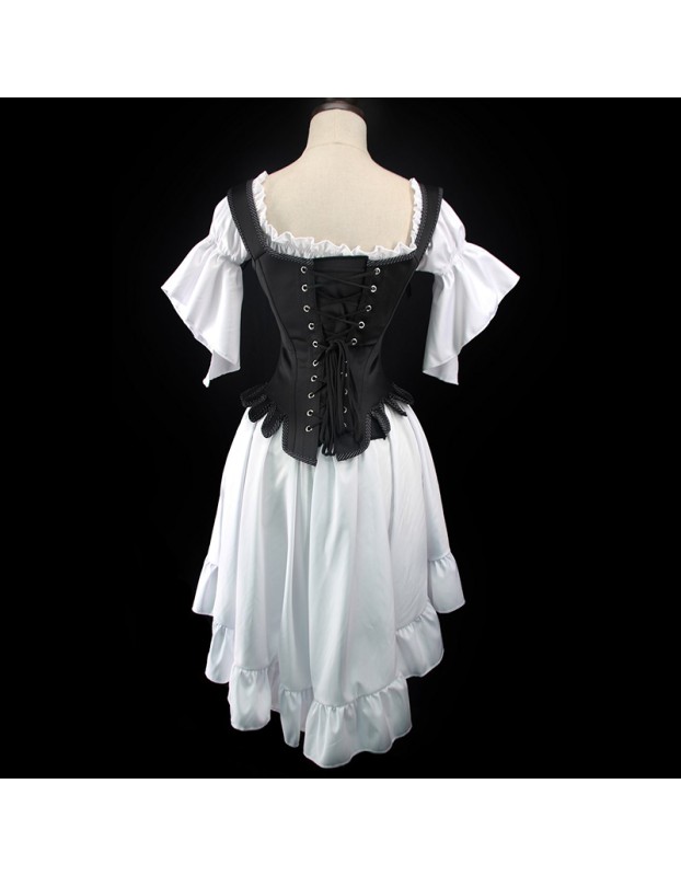 Retro Style Fan Shaped Corset Skirt U Collar Steel Bone Corset WK2297