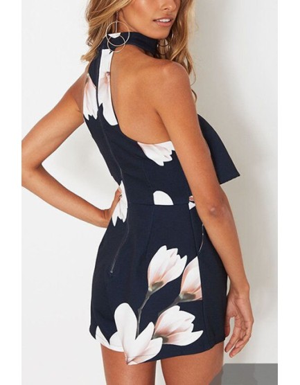 Floral Print Playsuit  Halter Floral Print Playsuit M8105