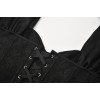 Jacquard Fabric Shoulder Belt Blouse Vintage Steel Buckle Short Sleeve Corset 21685A