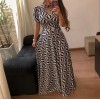 Casual Short Sleeve Long Boho Floral Print Maxi Dress M8410