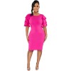 New Style Commuter Square Collar Short Sleeve Solid Color Slim-Fit Dress 9423
