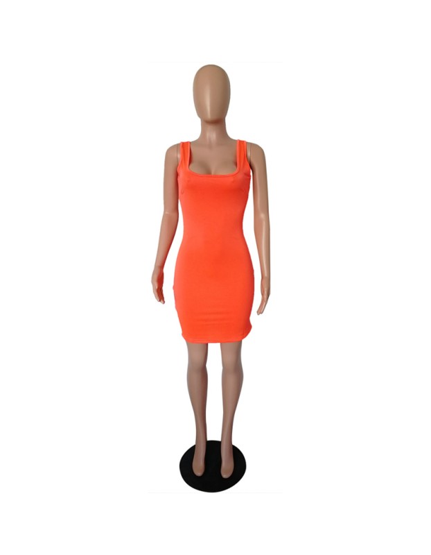 Summer Basic Vest Short Bodycon Dress m8399
