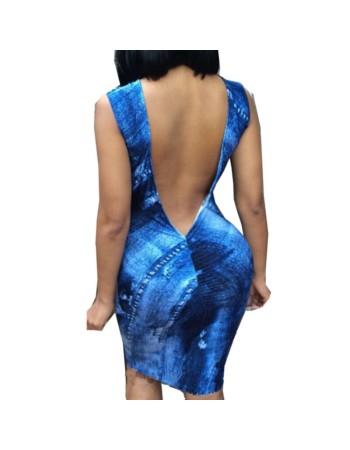 Blue Bare Sexy Bodycon Dress M30065