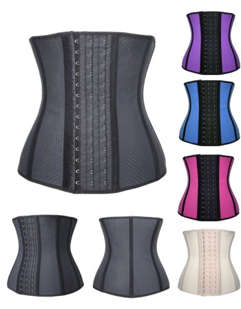 Newest 9 Steel Bones Sexy Latex Waist Training Corsets
