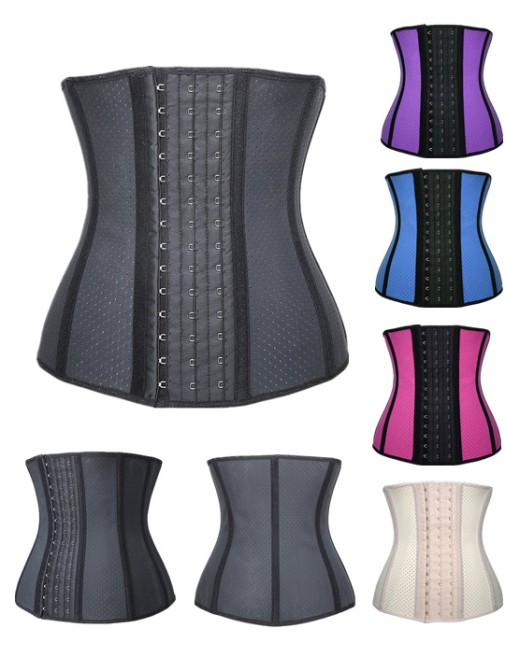 Newest 9 Steel Bones Sexy Latex Waist Training Corsets