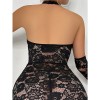 Women Sexy Lace Lingerie Halter Lace See-through Pajamas Dress YSF789