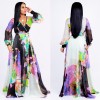 Summer Women Floral Print Casual Chiffon Maxi Dress M8266