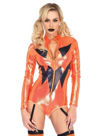 Orange Sexy Shiny Halloween Harley Quinn Costume M40479