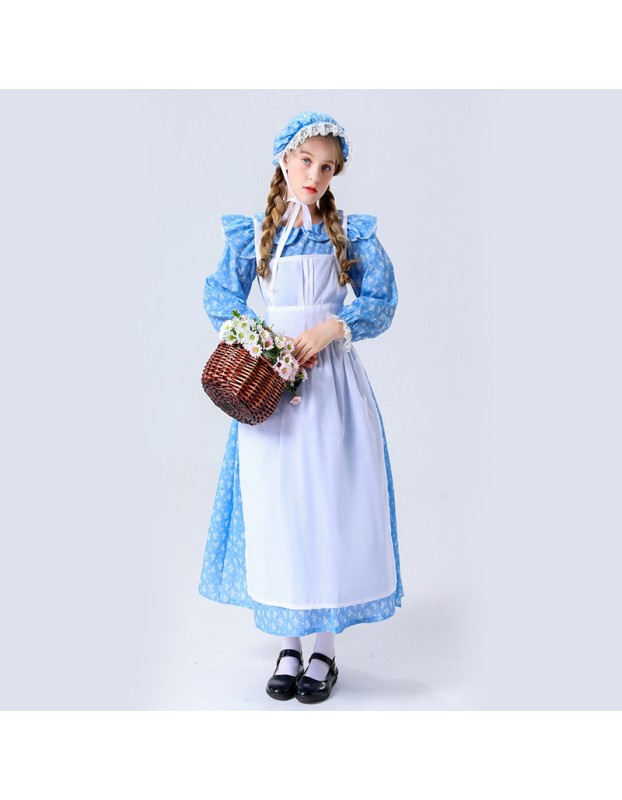 Halloween Cute Girl Long Sleeve Dress Wonderland Alice Lolita Costume YM5602