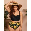 Solid Color Bikini Sexy High Waist Strap Swimsuit Plus Size Swimwear 491