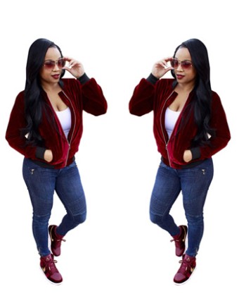 New fashiion sexy women red jacket short style with pocket M88080