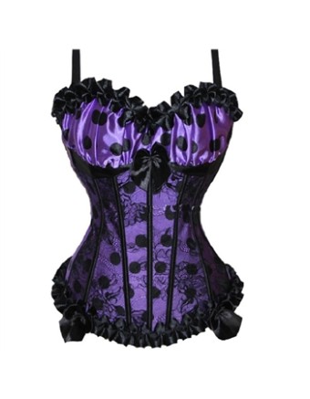 purple lace up brocade corsetm1883c