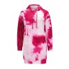 Mid-Length Pullover O-Neck Casual Tie Dye Printed Sweater Hoodie Dress LQ155