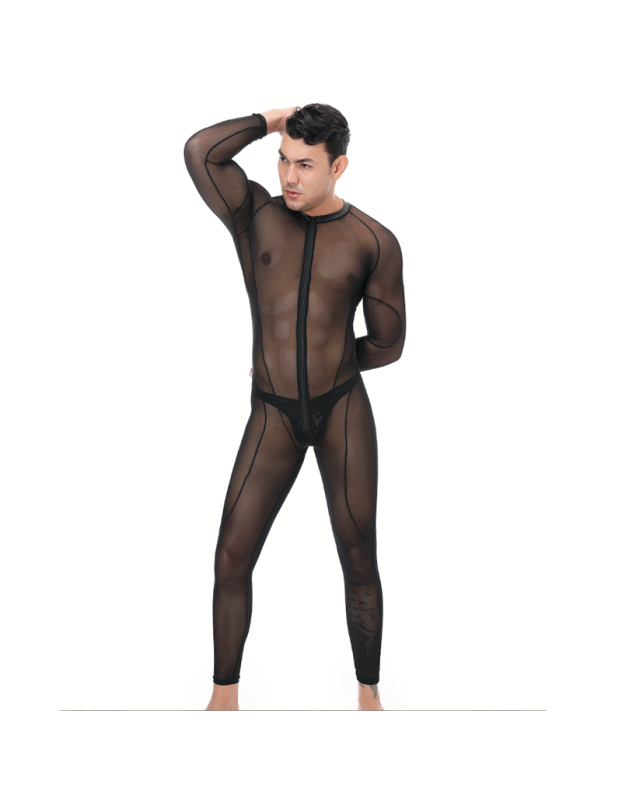 Sexy Men Underwear Long Sleeve Jumpsuit One-Piece Bodysuit N981