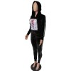Women Autumn Long Sleeve Thick Velvet Hooded Two Piece Set M8482