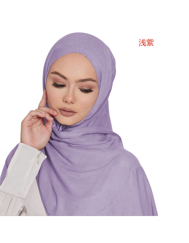 Muslim Style Scarfs Hijabs Monochrome Headscarf Silk Scarf For Women 006