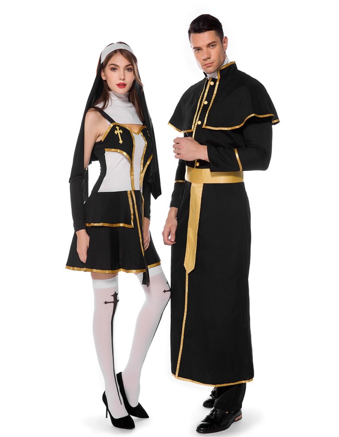 Halloween Party Coplay Nun Costumes for Couple XY40802
