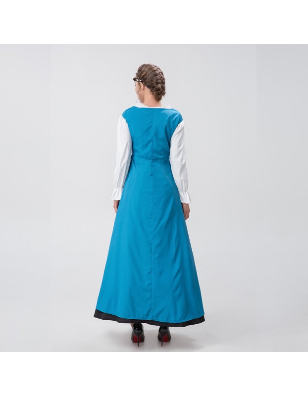 Medieval Renaissance Square Collar Waist Two-Piece Dress Retro Court Costume YM8723