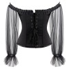 Black Sexy Gothic Overbust Bustiers and Corsets with Long Puff Sleeves WK2207