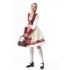 Halloween Maid  Adult Red Plaid Dress Cosplay Red Cape Play Costume YM8735