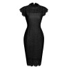 Solid Color Temperament Round Neck Sexy Lace Slim And Hip Wrap Pencil Dress CD127